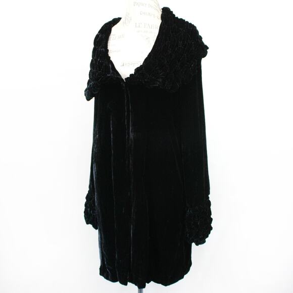 Yellow Lotus Vintage Velvet Black jacket Opera Coat goth Victorian Small - Picture 1 of 8